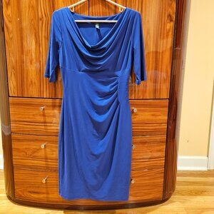 Ralph Lauren Periwinkle Blue Stretch Shirred Front Dress Size 8